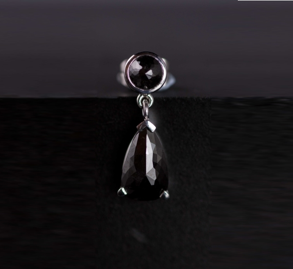 18ct gold, rose cut black diamonds