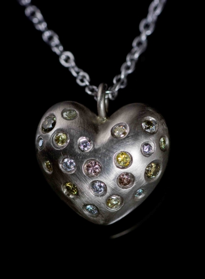 18ct gold, natural coloured diamonds