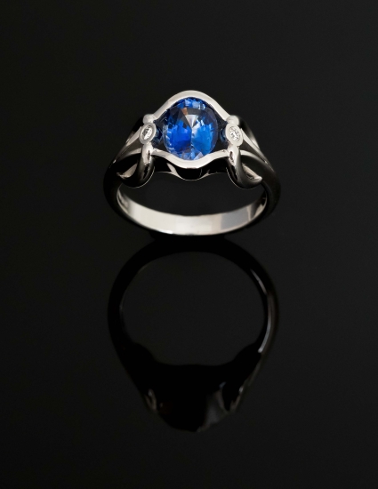 18ct white gold sapphire and diamond engagement ring