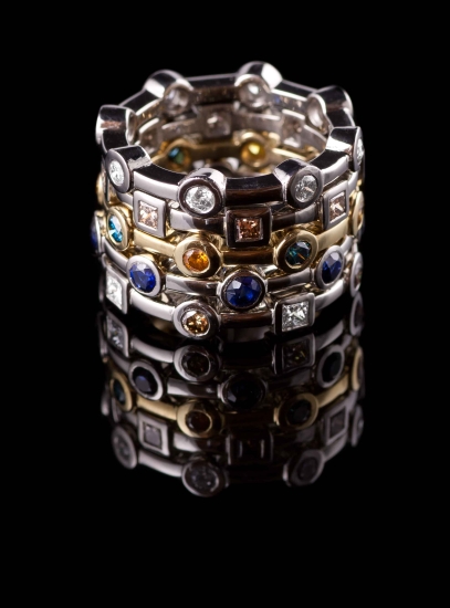 Palladium and 18ct gold stacking rings